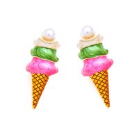 Simple Style Ice Cream Zinc Alloy Enamel Artificial Pearls Women's Ear Studs main image 4