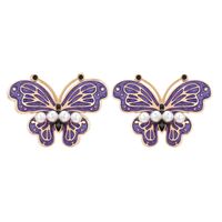 Lady Butterfly Zinc Alloy Enamel Artificial Pearls Women's Ear Studs main image 4