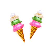 Simple Style Ice Cream Zinc Alloy Enamel Artificial Pearls Women's Ear Studs main image 3