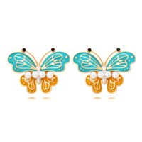 Lady Butterfly Zinc Alloy Enamel Artificial Pearls Women's Ear Studs main image 1