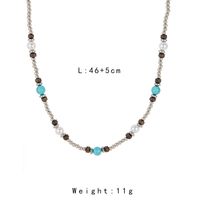 Simple Style Geometric Artificial Pearl Wooden Beads Turquoise Plating Men's Necklace main image 2