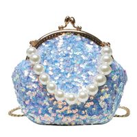 White Black Pink Sequin Solid Color Beading Sequins Shell Evening Bags sku image 4