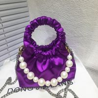 Women's Small Nylon Solid Color Vintage Style Classic Style Beading Square Open Cloud Shape Bag main image 7