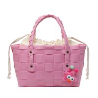 Mujeres Medio Cuero Sintético Color Sólido Lindo Vacaciones Cuerda Bolso Cubo sku image 3