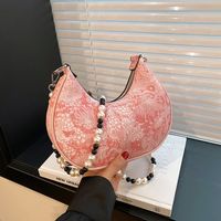 Women's Small Pu Leather Plaid Flower Streetwear Dumpling Shape Zipper Underarm Bag main image 5