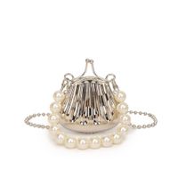 Frau Mini Metall Einfarbig Süß Vintage-Stil Perlen Sperren Kuppeltasche main image 3