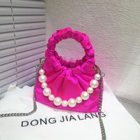 Women's Small Nylon Solid Color Vintage Style Classic Style Beading Square Open Cloud Shape Bag sku image 1