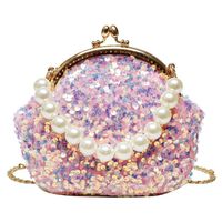 White Black Pink Sequin Solid Color Beading Sequins Shell Evening Bags sku image 3