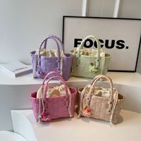 Women's Medium Pu Leather Solid Color Cute Vacation String Bucket Bag main image video