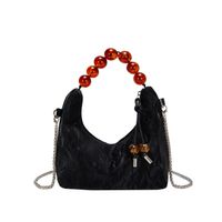 Women's Small Pu Leather Solid Color Classic Style Streetwear Beading Pillow Shape Zipper Underarm Bag sku image 1