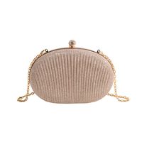 Gold Black Silver Pu Leather Solid Color Oval Evening Bags sku image 1