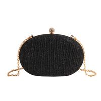 Gold Black Silver Pu Leather Solid Color Oval Evening Bags sku image 2