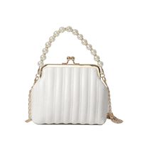Women's Small Pu Leather Solid Color Vintage Style Classic Style Beading Clasp Frame Dome Bag sku image 4