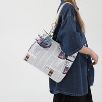 Women's Large Pu Leather Newspaper Streetwear Square Zipper Shopping Bags main image 5