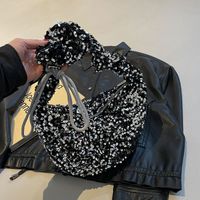 Femmes Moyen Paillette Couleur Unie Élégant Style Vintage Paillettes Forme De Boulette Fermeture Éclair Sac Sous Les Bras main image 6