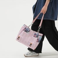 Women's Large Pu Leather Newspaper Streetwear Square Zipper Shopping Bags main image 4