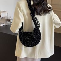 Women's Medium Sequin Solid Color Elegant Vintage Style Sequins Dumpling Shape Zipper Underarm Bag main image 3