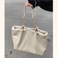 Women's Large Pu Leather Solid Color Basic Classic Style Magnetic Buckle Tote Bag sku image 2