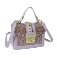 Women's Small Pu Leather Solid Color Vintage Style Classic Style Sequins Lock Clasp Crossbody Bag sku image 6