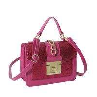 Women's Small Pu Leather Solid Color Vintage Style Classic Style Sequins Lock Clasp Crossbody Bag sku image 4