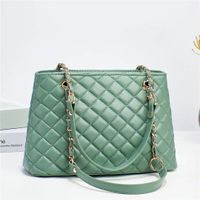Women's Large Pu Leather Solid Color Lingge Elegant Classic Style Zipper Tote Bag sku image 3