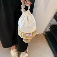 Women's Small Braid Solid Color Cute String Straw Bag main image 2
