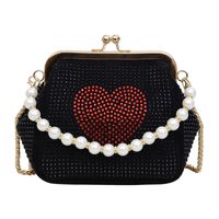 Mujeres Pequeña Cuero Sintético Forma De Corazón Elegante Estilo Vintage Cuentas Marco De Cierre Bolsa De Domo main image 4