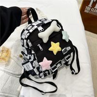 Waterproof 14 Inch Star Plaid Casual Daily School Backpack main image 10