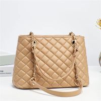 Women's Large Pu Leather Solid Color Lingge Elegant Classic Style Zipper Tote Bag sku image 7