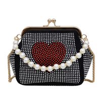 Frau Klein Pu-Leder Herzform Elegant Vintage-Stil Perlen Verschlussrahmen Kuppeltasche sku image 2