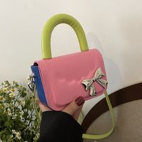 Women's Small Pu Leather Color Block Solid Color Vintage Style Streetwear Bowknot Magnetic Buckle Crossbody Bag main image 7