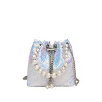 Women's Medium Pu Leather Solid Color Elegant Classic Style Beading Sequins String Bucket Bag sku image 3