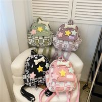 Waterproof 14 Inch Star Plaid Casual Daily School Backpack main image video