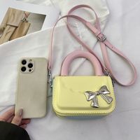 Women's Small Pu Leather Color Block Solid Color Vintage Style Streetwear Bowknot Magnetic Buckle Crossbody Bag main image 6