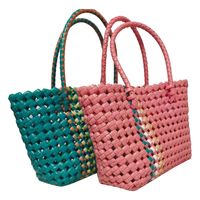 Women's Medium Plastic Solid Color Basic Classic Style Weave Square Open Beach Bag main image 4