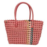 Women's Medium Plastic Solid Color Basic Classic Style Weave Square Open Beach Bag sku image 1