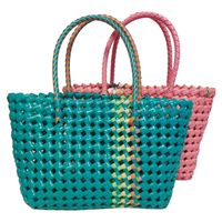 Women's Medium Plastic Solid Color Basic Classic Style Weave Square Open Beach Bag main image 5