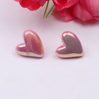 Cute Heart Shape Arylic Women's Ear Studs sku image 4