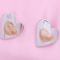 Estilo Simple Forma De Corazón Arílico Enchapado Chapado En Oro Plateado Mujeres Pendientes sku image 5