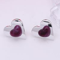 Estilo Simple Forma De Corazón Arílico Enchapado Chapado En Oro Plateado Mujeres Pendientes sku image 4