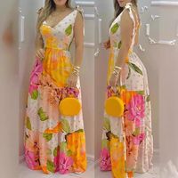 Women's Regular Dress Vacation Shirt Collar Printing Sleeveless Flower Midi Dress Daily Beach main image 1