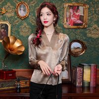 Women's Blouse Long Sleeve Blouses Jacquard Elegant Solid Color main image 4