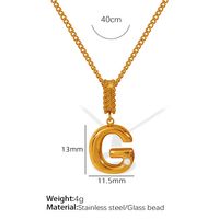 Titanium Steel Simple Style Inlay Letter Artificial Pearls Pendant Necklace sku image 7
