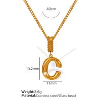 Titanium Steel Simple Style Inlay Letter Artificial Pearls Pendant Necklace sku image 3