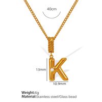 Titanium Steel Simple Style Inlay Letter Artificial Pearls Pendant Necklace sku image 11