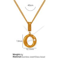 Titanium Steel Simple Style Inlay Letter Artificial Pearls Pendant Necklace sku image 15