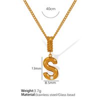 Titan Stahl Einfacher Stil Inlay Brief Künstliche Perlen Halskette Mit Anhänger sku image 19