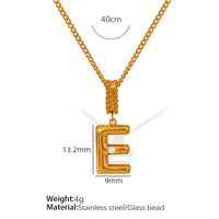 Titanium Steel Simple Style Inlay Letter Artificial Pearls Pendant Necklace sku image 5