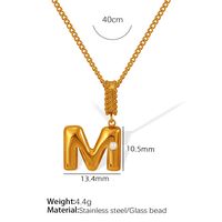 Titanium Steel Simple Style Inlay Letter Artificial Pearls Pendant Necklace sku image 13