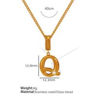 Titanium Steel Simple Style Inlay Letter Artificial Pearls Pendant Necklace sku image 17